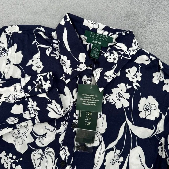 Lauren Ralph Lauren Slim Fit Floral Stretch Cotton Button Down Shirt Women's 4 - Picture 1 of 13